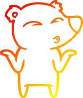 warm gradient line drawing cartoon bear shrugging vector