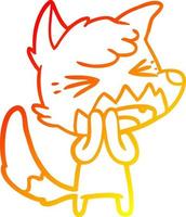 warm gradient line drawing angry cartoon fox vector