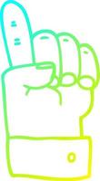 cold gradient line drawing cartoon pointing hand vector