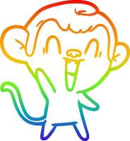 rainbow gradient line drawing cartoon laughing monkey vector