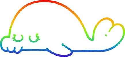 rainbow gradient line drawing cartoon seal vector