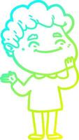 cold gradient line drawing cartoon friendly man vector