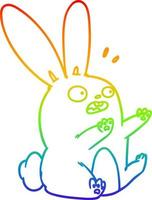 rainbow gradient line drawing cartoon startled rabbit vector