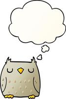 cute cartoon owl and thought bubble in smooth gradient style vector