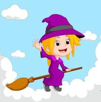 witch riding on a broom vector