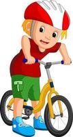 little boy driving bicycle vector