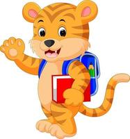 pequeño tigre va a la escuela vector