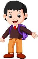 Cute boy on his way to school vector