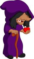 witch holding an apple vector