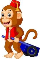 circus monkey carrying cart vector