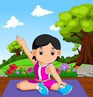 young girl doing yoga vector