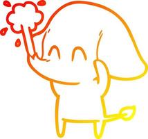 warm gradient line drawing cute cartoon elephant spouting water vector