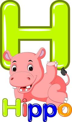 Animals alphabet H is for Hippo