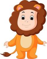 Cute baby wearing a lion suit vector