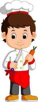 Chef Cook Holding Cleaver Knife And carrot Cartoon vector