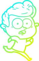 cold gradient line drawing cartoon staring man vector