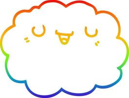 rainbow gradient line drawing cartoon cloud vector