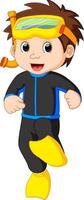 diver boy cartoon vector