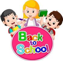 Back to School Title Texts with cute children vector