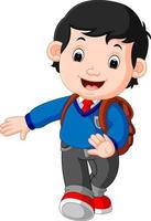 Cute boy go to school vector