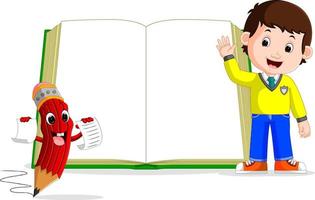 kids with a big book vector