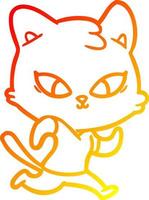 warm gradient line drawing cute cartoon cat vector