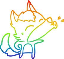 rainbow gradient line drawing howling wolf cartoon vector