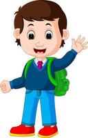 Cute boy with backpack cartoon vector