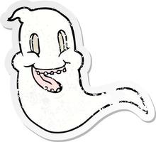 distressed sticker of a cartoon spooky ghost vector