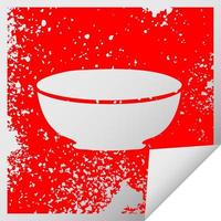 quirky distressed square peeling sticker symbol bowl vector