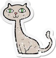 retro distressed sticker of a cartoon cat vector