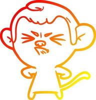 warm gradient line drawing cartoon angry monkey vector