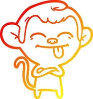 warm gradient line drawing funny cartoon monkey vector