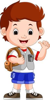 Cute boy on his way to school