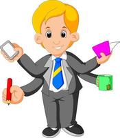 Businessman with multi tasking and multi skill vector