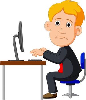 hombre trabajando en la computadora vector