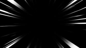 animación de fondo de línea de velocidad de anime en negro. líneas radiales de velocidad de luz cómica en movimiento. líneas de velocidad para superposición de acción de flash video