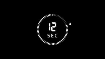15 sekunders animering från 15 till 0 sekunder. modern platt design med animation på mörk bakgrund. 4k. video