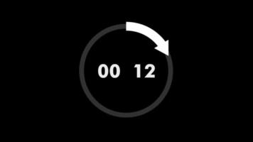 15-Sekunden-Animation von 15 auf 0 Sekunden. modernes flaches Design mit Animation auf dunklem Hintergrund. 4k. video