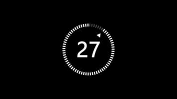 30 second animation from 30 to 0 seconds. Modern flat design with animation on dark background. 4K. video