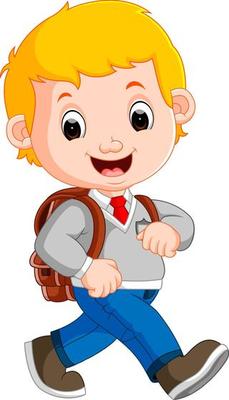 Cute boy on his way to school