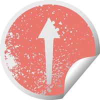 quirky distressed circular peeling sticker symbol arrow vector