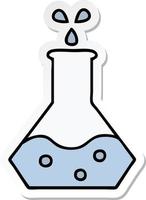 sticker of a cute cartoon science experiment vector