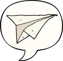 cartoon paper airplane and speech bubble vector