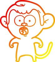 warm gradient line drawing cartoon shocked monkey vector