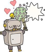 cartoon robot in love and speech bubble vector