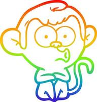 rainbow gradient line drawing cartoon hooting monkey vector