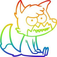 rainbow gradient line drawing cartoon grinning fox vector