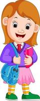 Cute girl go to school cartoon vector