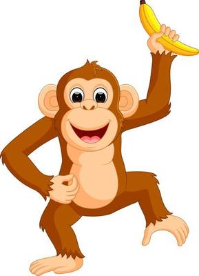 Cute monkey cartoon eating banana